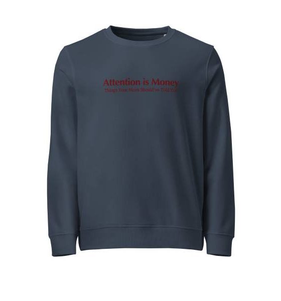 Sudadera orgánica unisex con parte delantera azul marino francesa